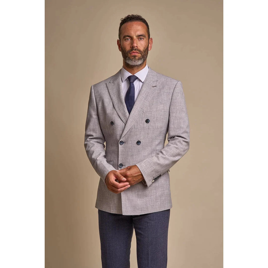 Tokyo - Men's Grey Double Breasted Blazer