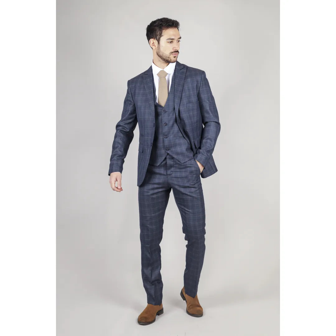 IM2 - MEN'S BLUE CHECK 3 PIECE SUIT