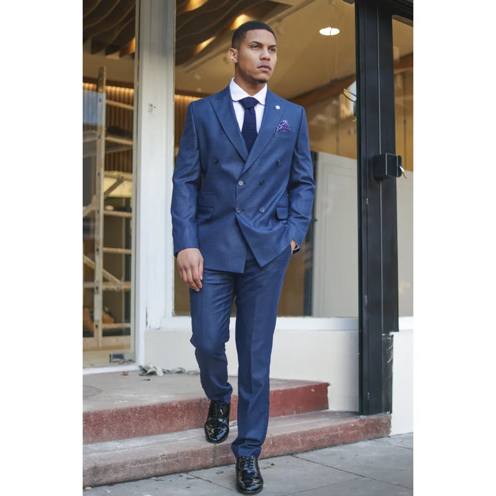 STZ91 - MEN'S BLUE DOUBLE BREASTED 2 PIECE SUIT