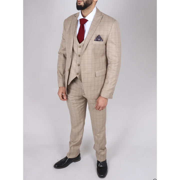 IM2 - MEN'S BEIGE CHECK 3 PIECE SUIT