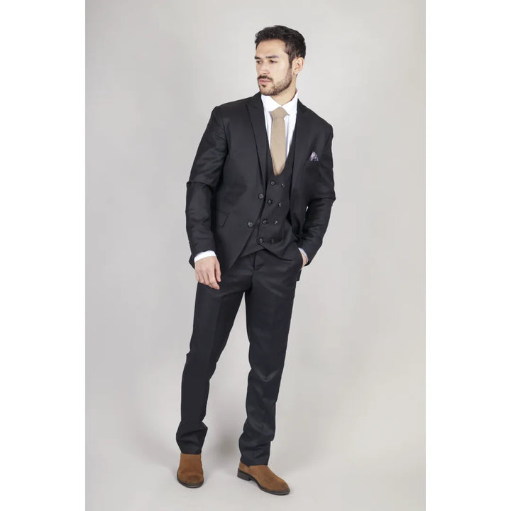 IM1-DB - MEN'S BLACK 3 PIECE SUIT