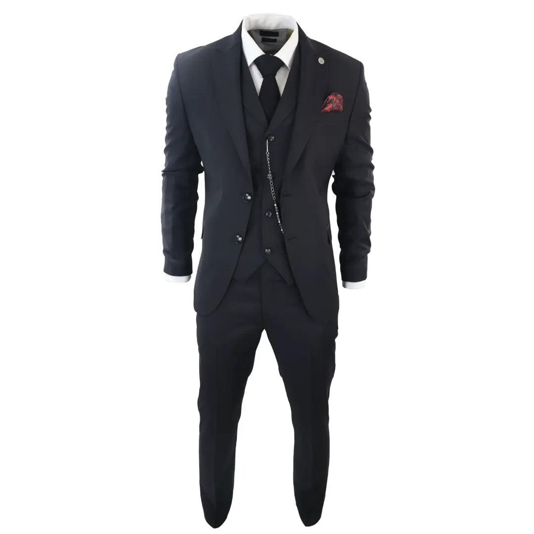 JAMES - MEN'S CLASSIC 3 PIECE BLACK SUIT