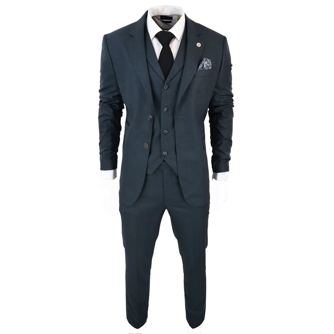 Tru Clothing - Men's 3 Piece Olive Check Suit