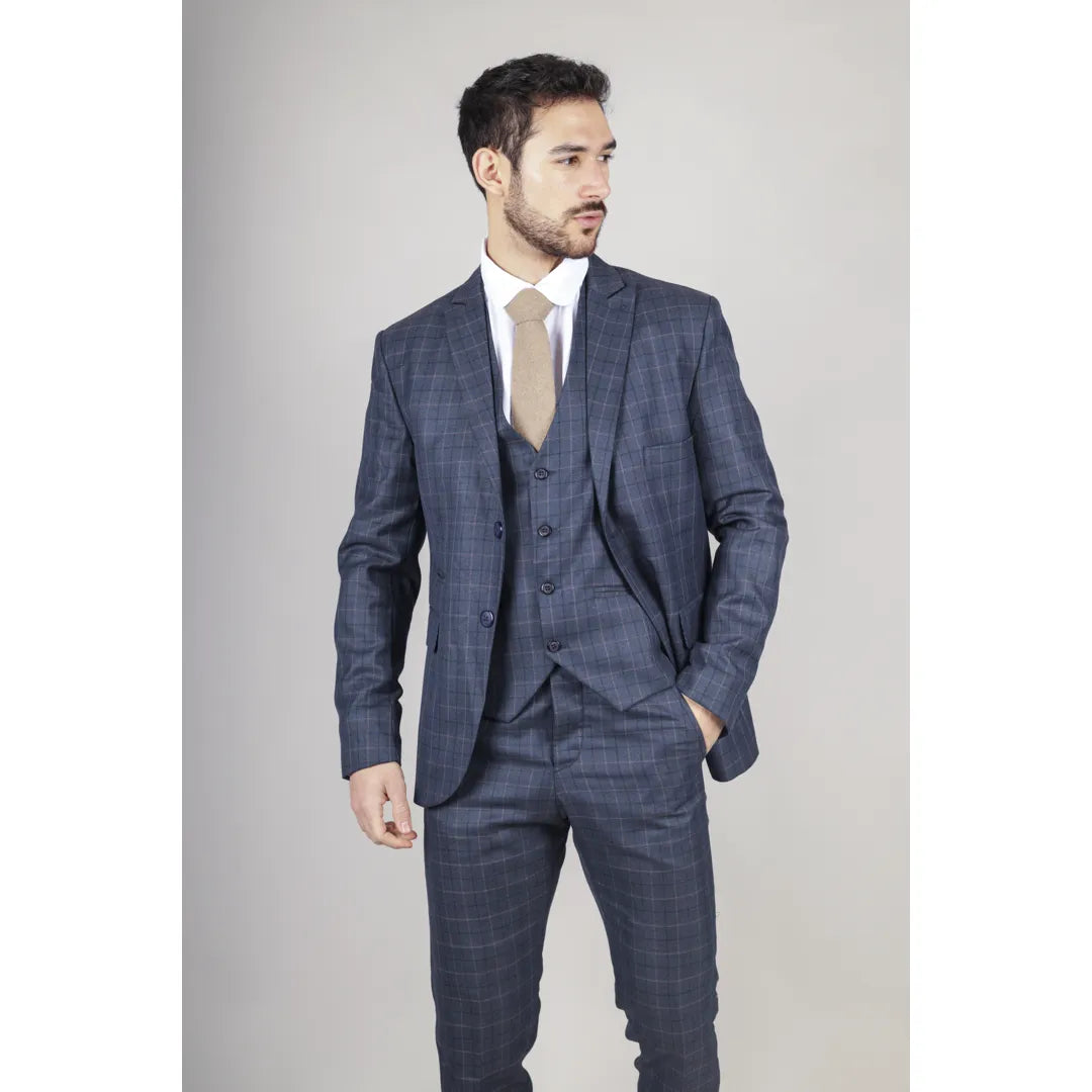 IM2 - MEN'S BLUE CHECK 3 PIECE SUIT