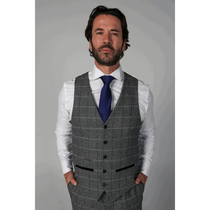 Paul Andrew - Men's Grey 3 Piece Tweed Suit