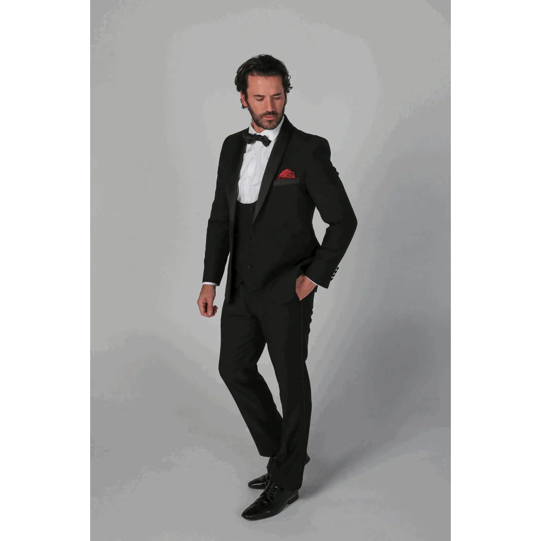 Paul Andrew - Men's Black 3 Piece Tuxedo