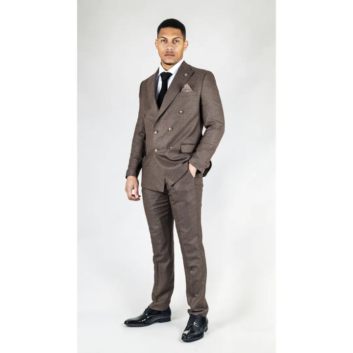 STZ92 - MEN'S BROWN DOUBLE BREASTED 2 PIECE SUIT