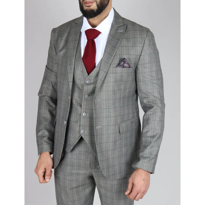 IM2 - MEN'S GREY CHECK 3 PIECE SUIT