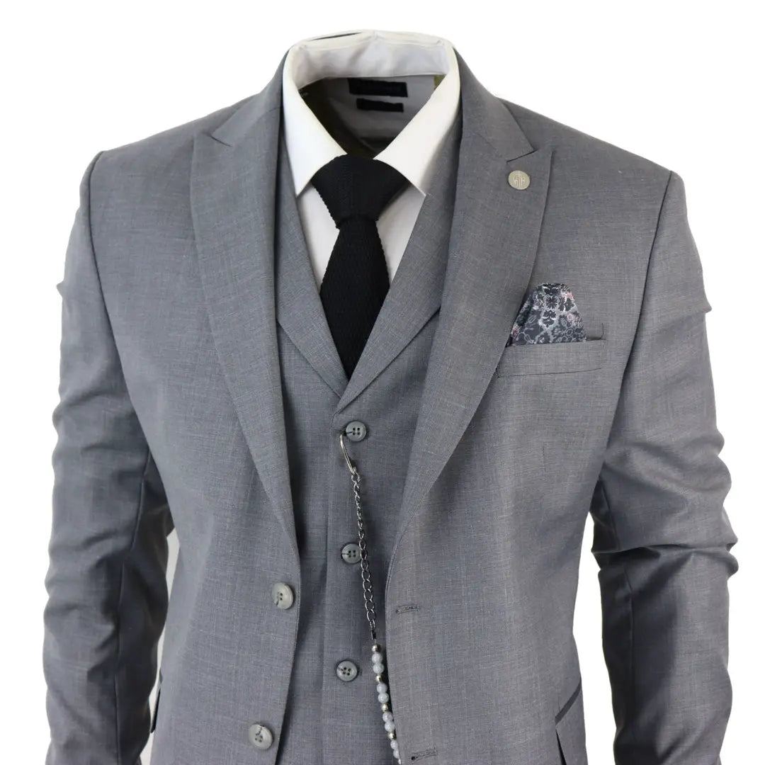 JAMES - MEN'S 3 PIECE GREY CLASSIC SUIT