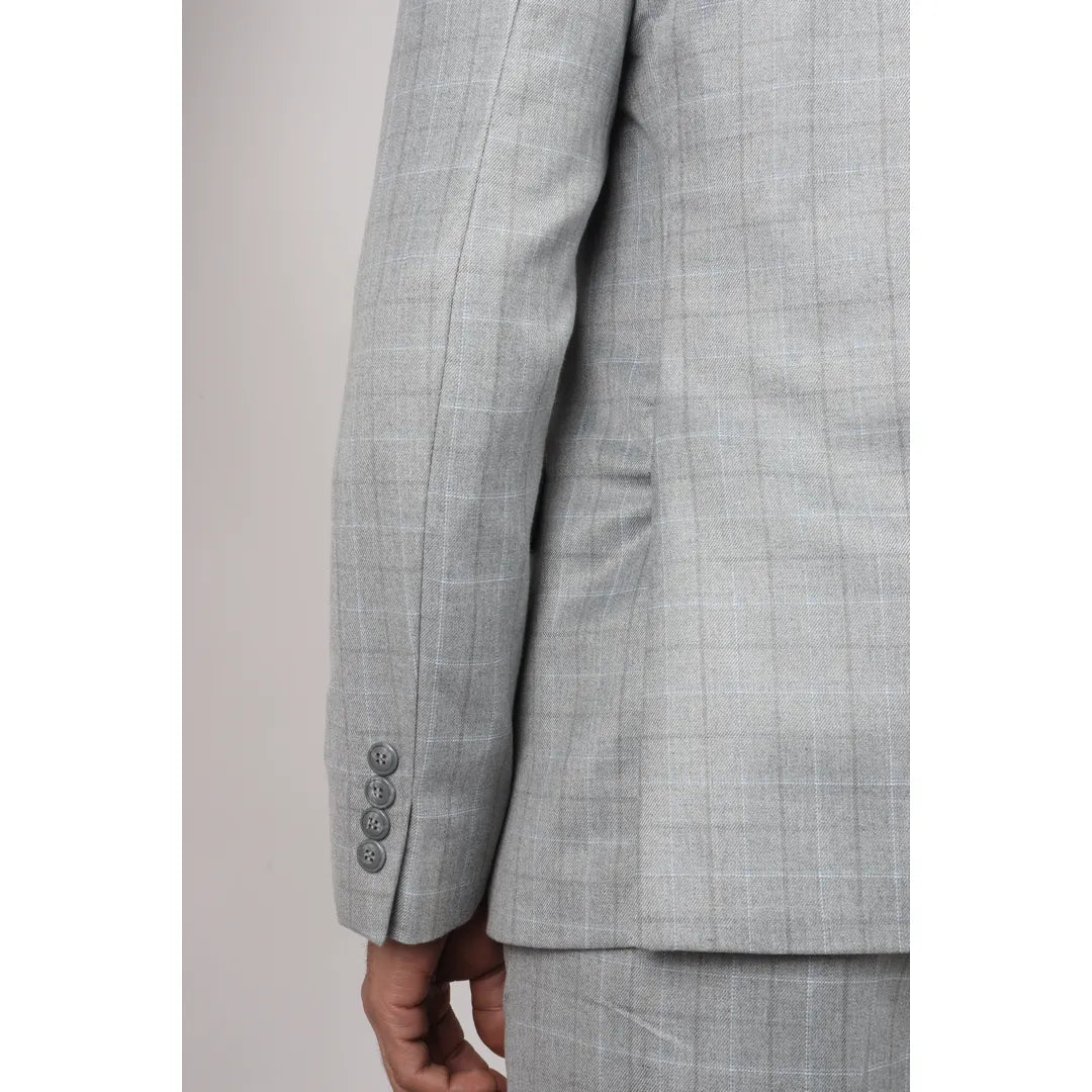 IM2 - MEN'S LIGHT GREY CHECK 3 PIECE SUIT