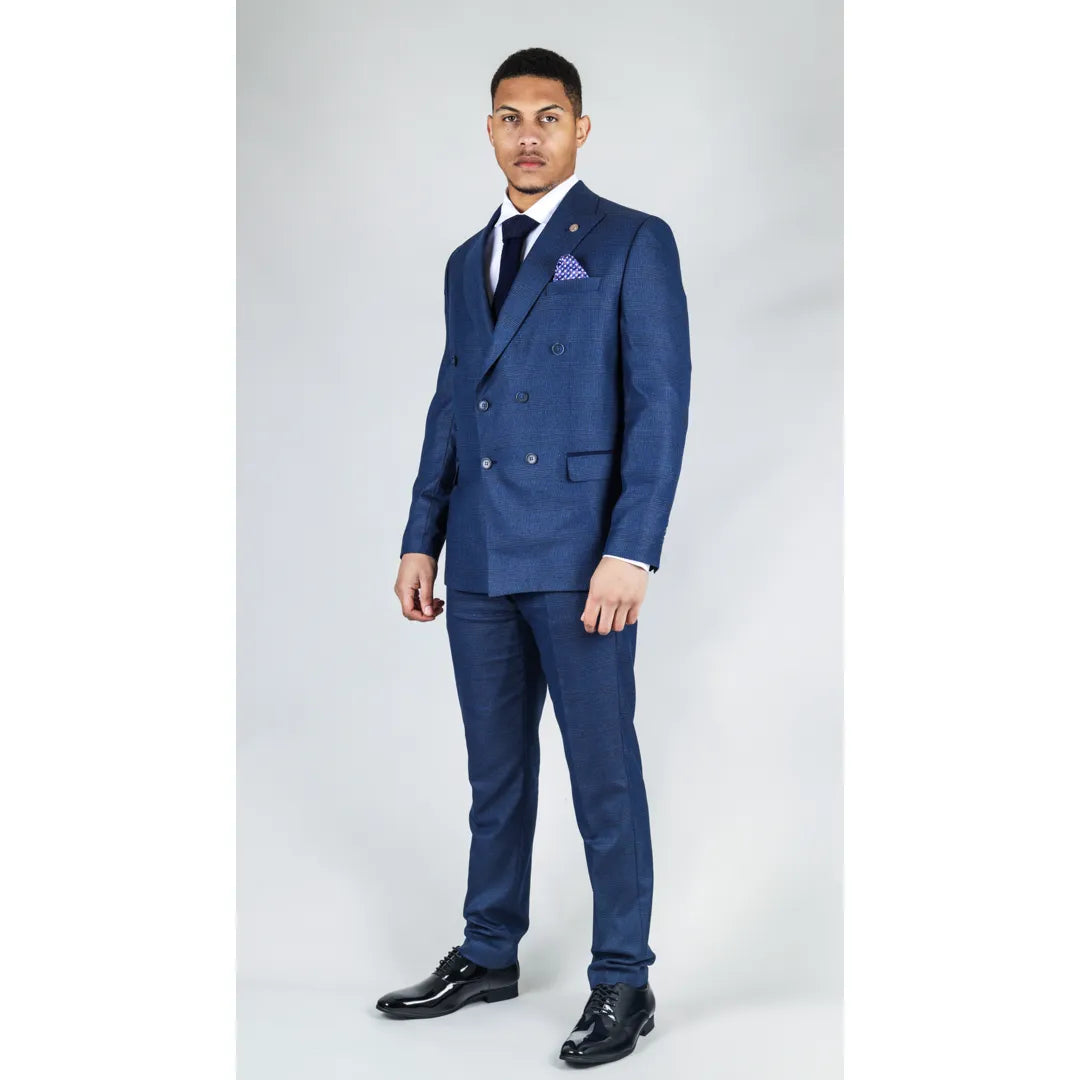 STZ91 - MEN'S BLUE DOUBLE BREASTED 2 PIECE SUIT