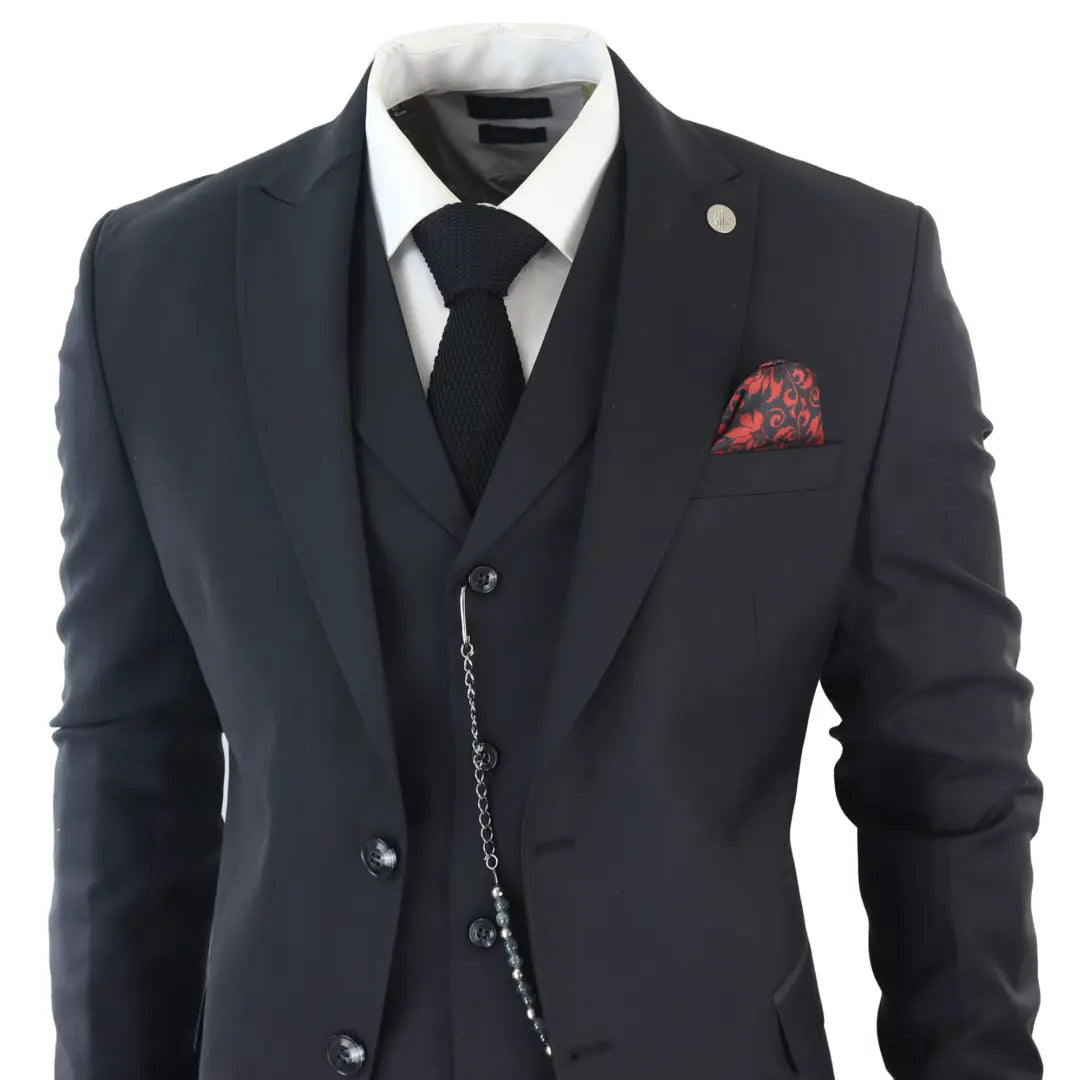 JAMES - MEN'S CLASSIC 3 PIECE BLACK SUIT