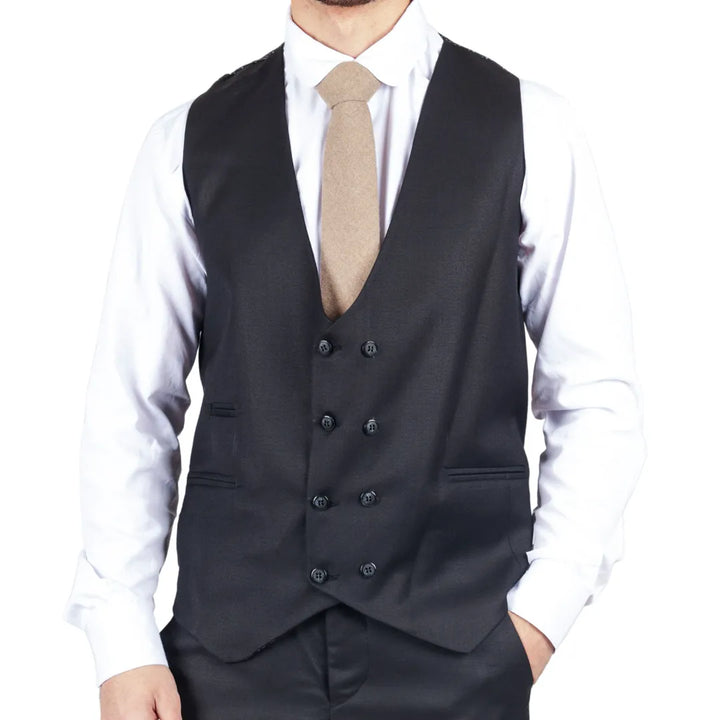 IM1-DB - MEN'S BLACK 3 PIECE SUIT