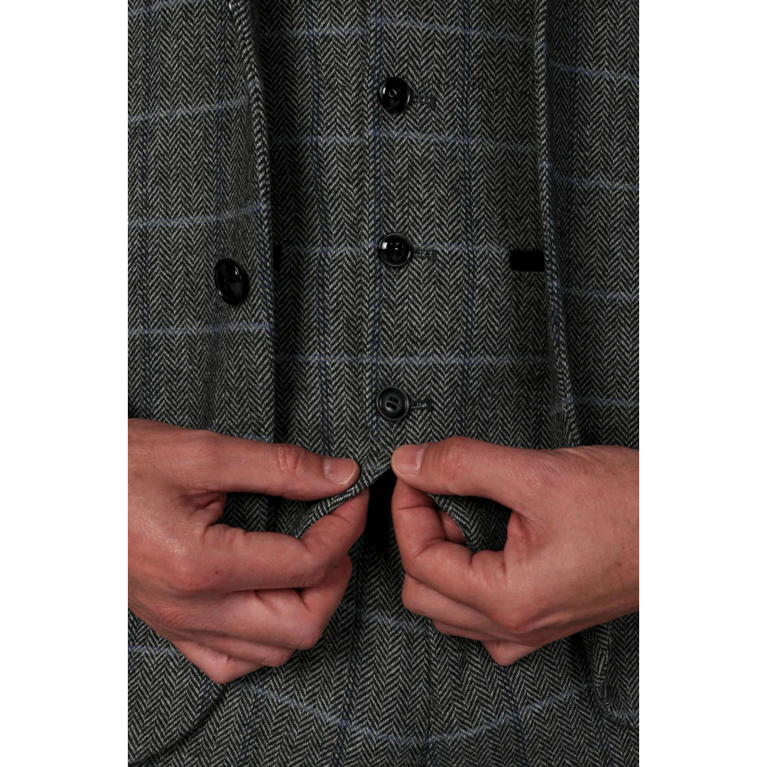 Paul Andrew - Men's Grey 3 Piece Tweed Suit