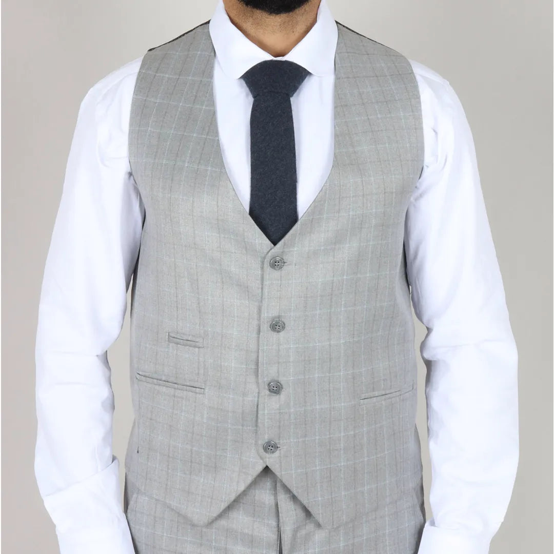 IM2 - MEN'S LIGHT GREY CHECK 3 PIECE SUIT