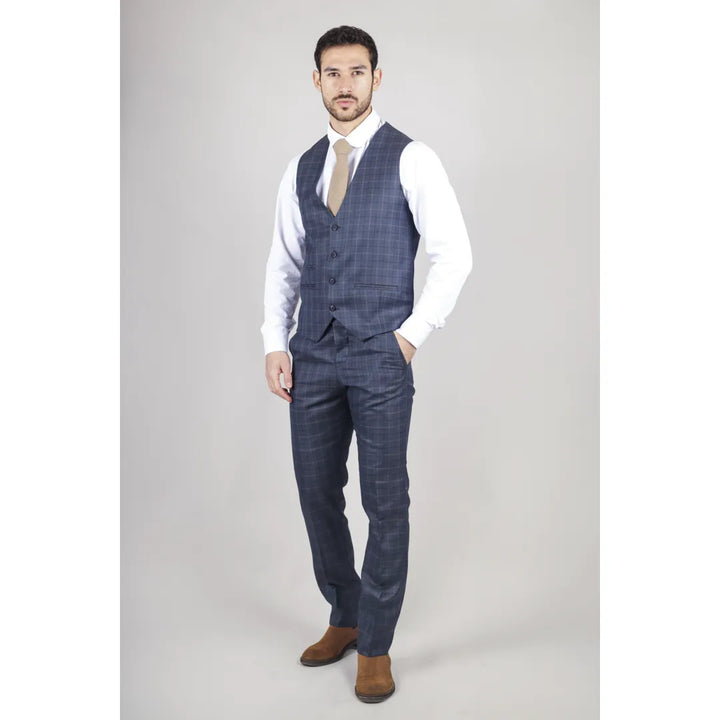 IM2 - MEN'S BLUE CHECK 3 PIECE SUIT