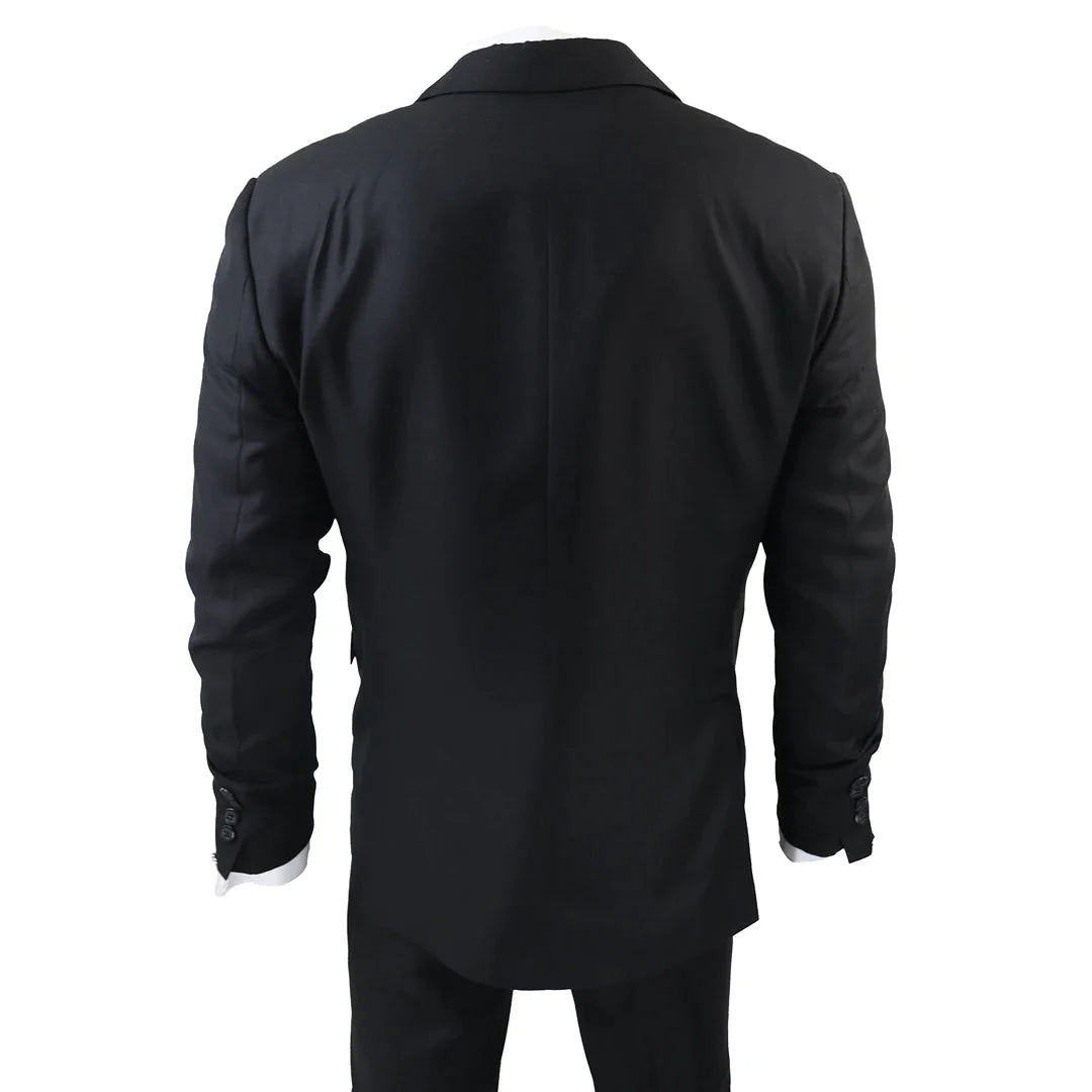 IM1 MEN'S CLASSIC PLAIN BLACK 3 PIECE SUIT