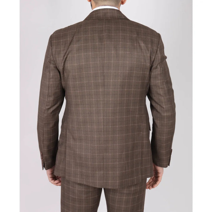 IM2 - MEN'S BROWN CHECK 3 PIECE SUIT