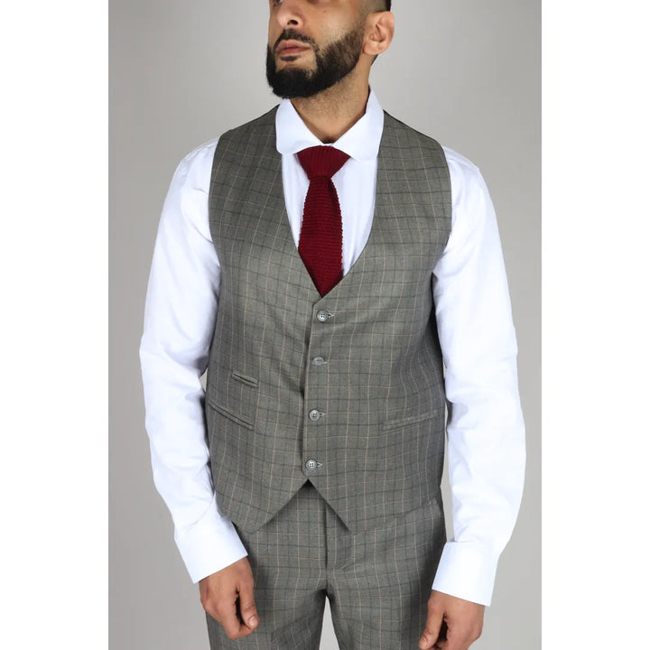 IM2 - MEN'S GREY CHECK 3 PIECE SUIT