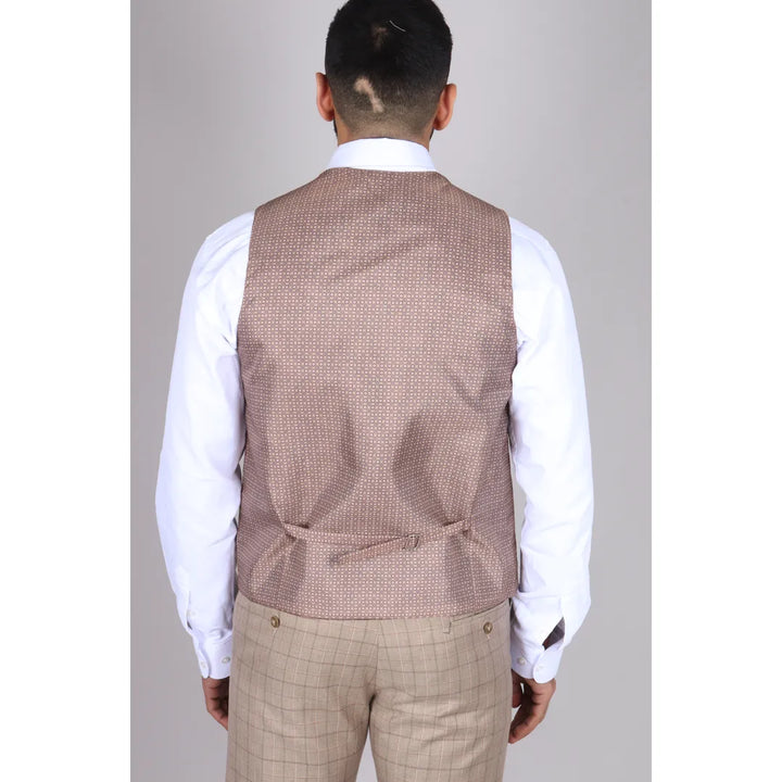 IM2 - MEN'S BEIGE CHECK 3 PIECE SUIT