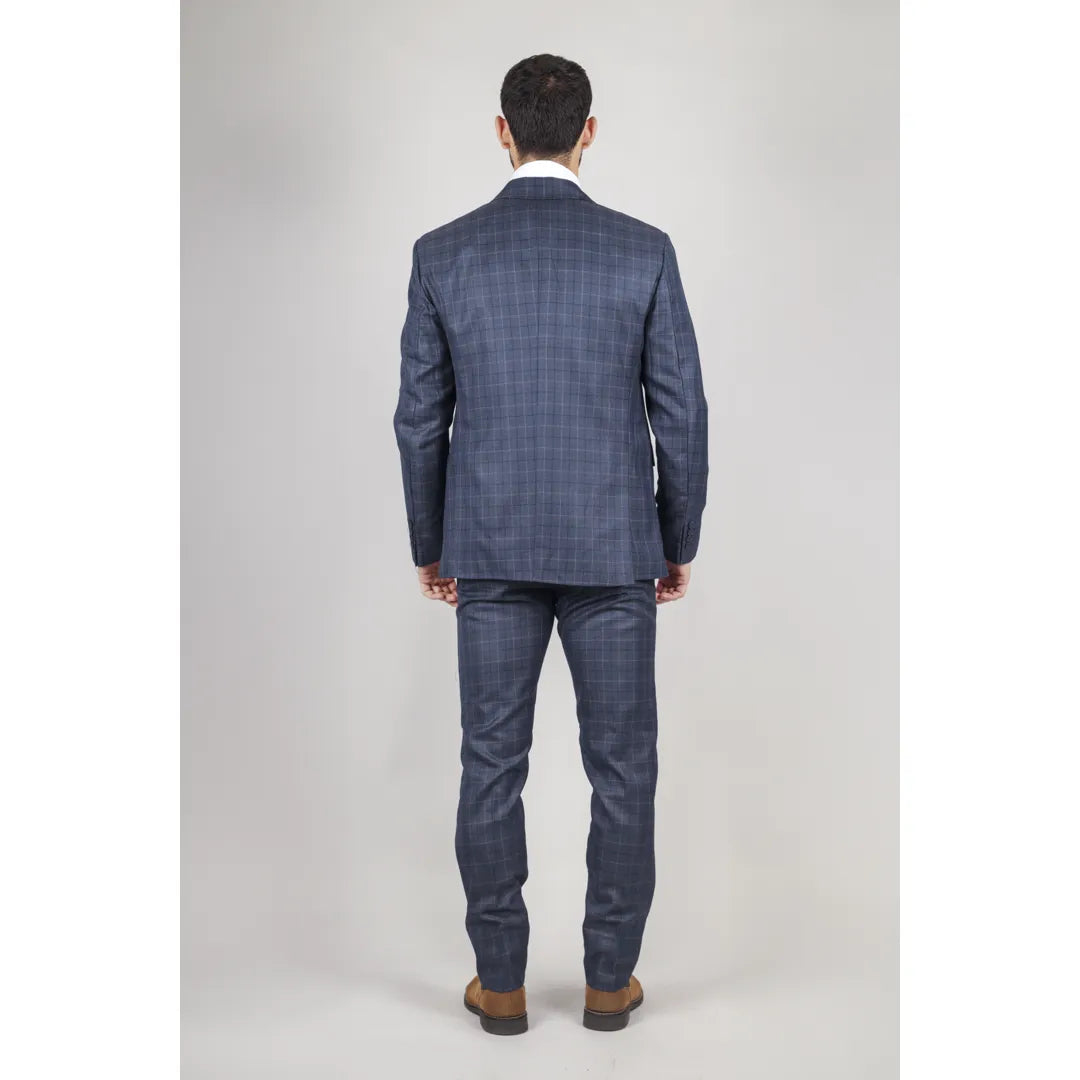 IM2 - MEN'S BLUE CHECK 3 PIECE SUIT