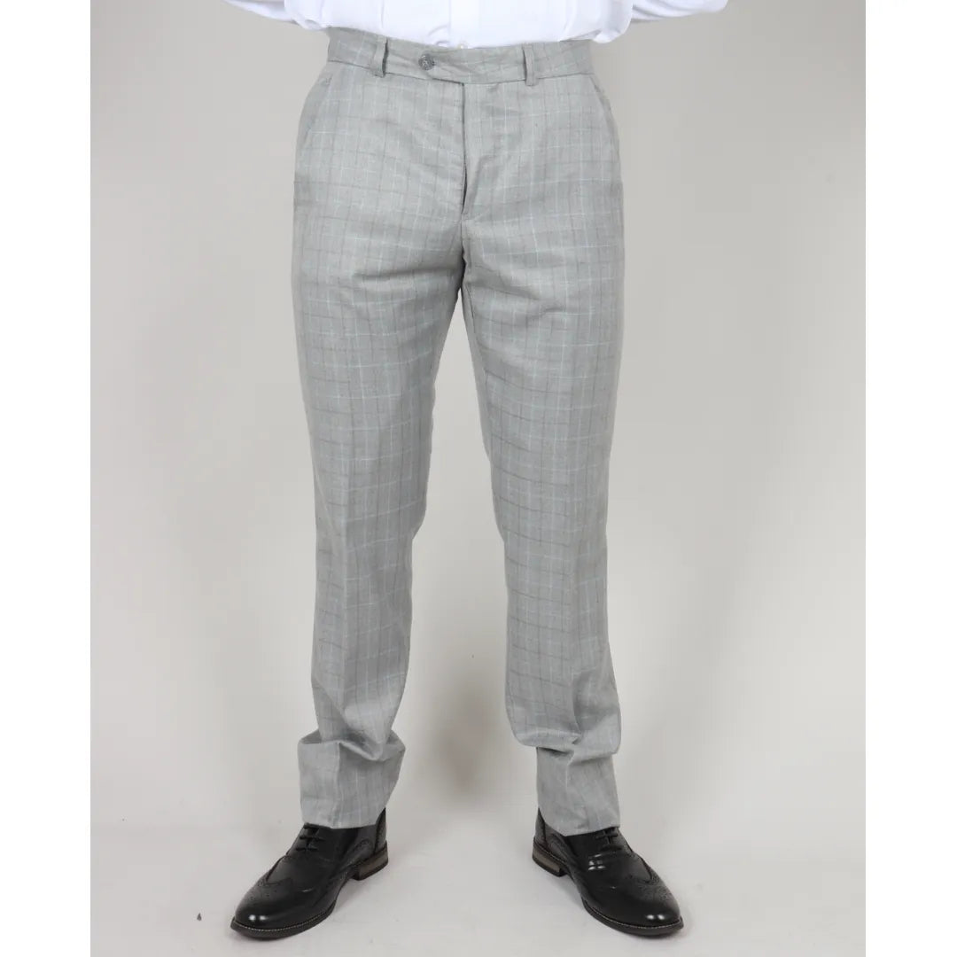 IM2 - MEN'S LIGHT GREY CHECK 3 PIECE SUIT