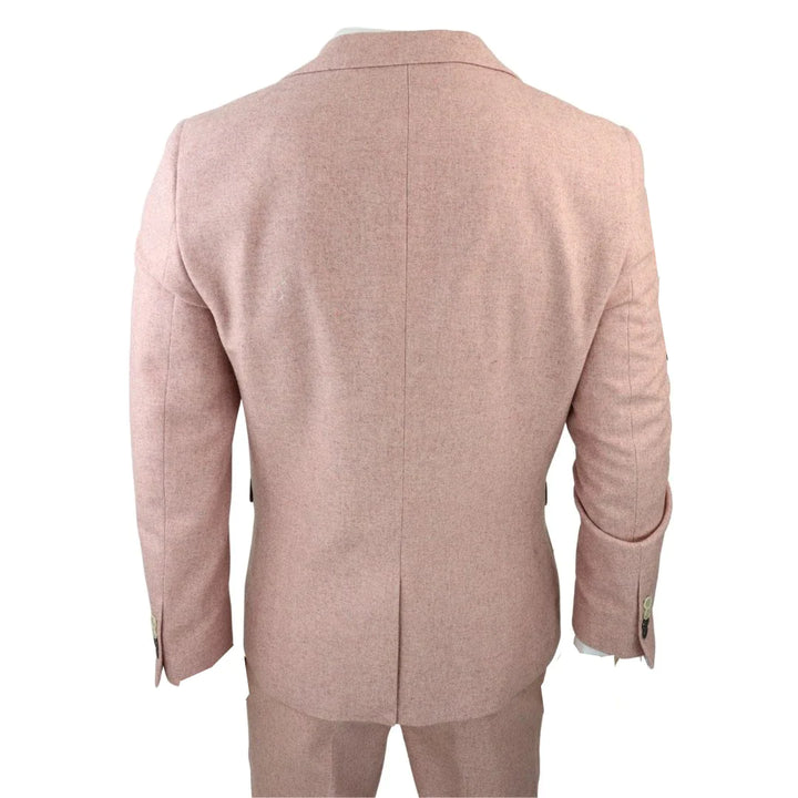 SW065522Y - MEN'S PINK 3 PIECE TWEED WOOL SUIT