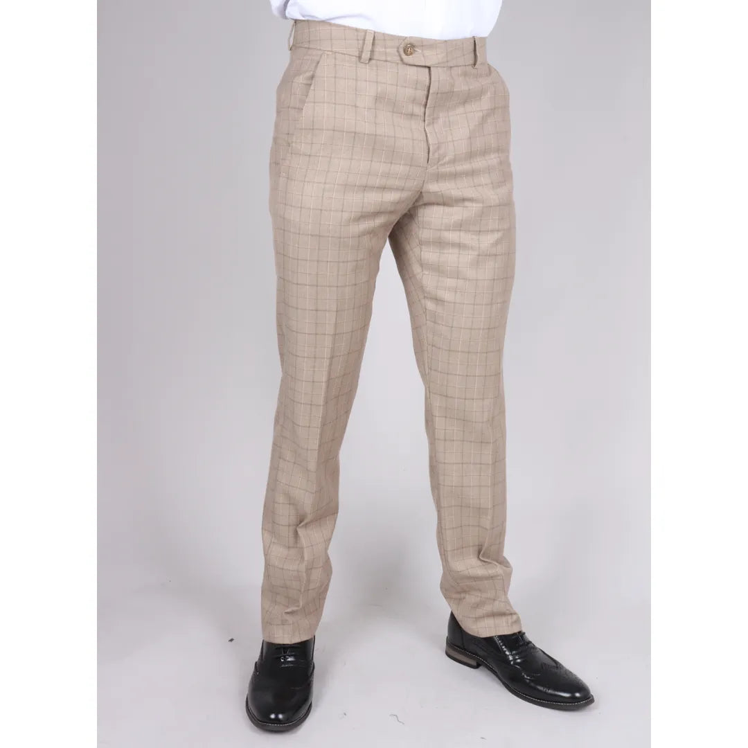 IM2 - MEN'S BEIGE CHECK 3 PIECE SUIT