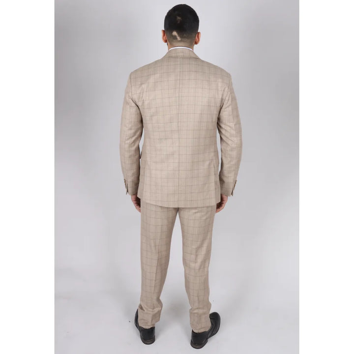 IM2 - MEN'S BEIGE CHECK 3 PIECE SUIT