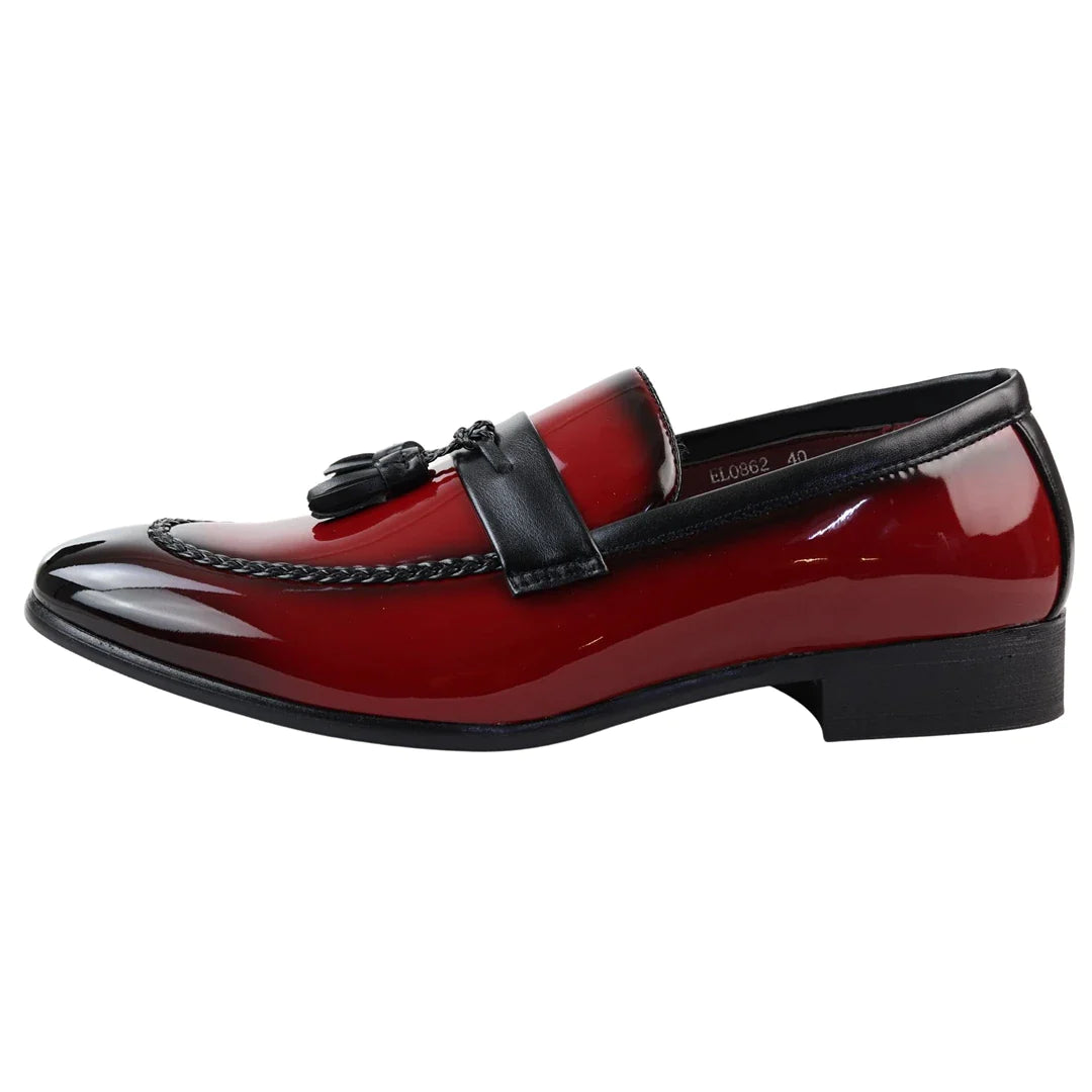 Men's Patent Tassel Slip On Loafers