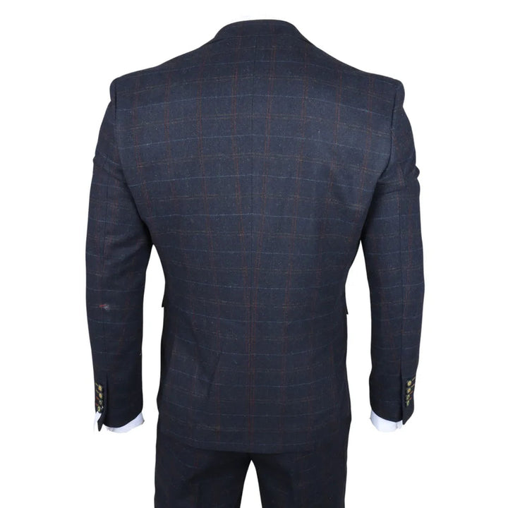 RYAN - MEN'S 3 PIECE NAVY TWEED SLIM FIT SUIT