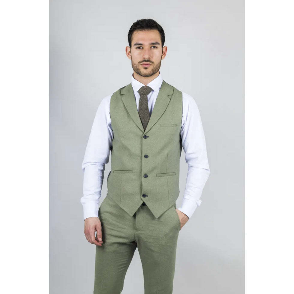 TP-22 - MEN'S SAGE 3 PIECE LINEN SUMMER WEDDING SUIT