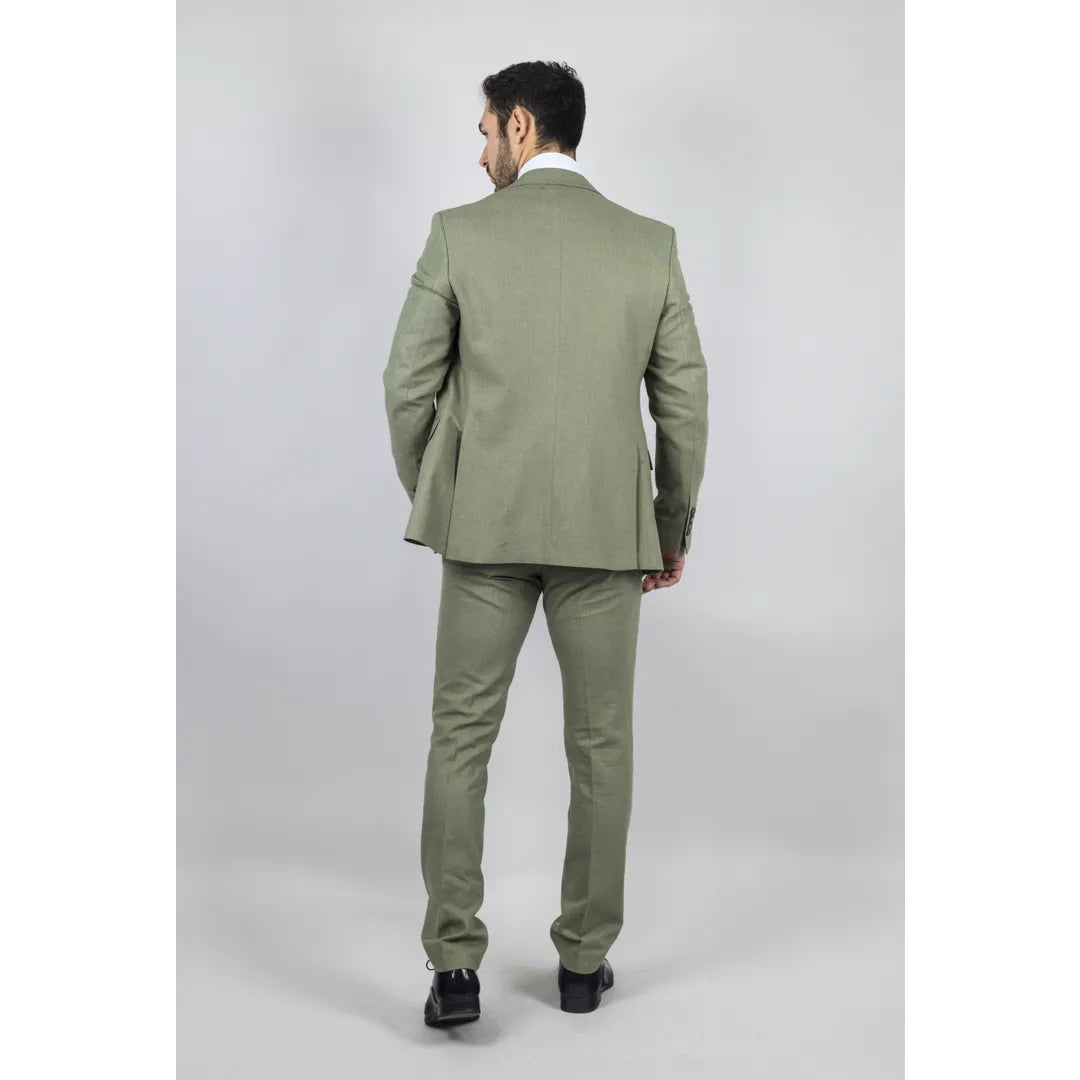 TP-22 - MEN'S SAGE 3 PIECE LINEN SUMMER WEDDING SUIT