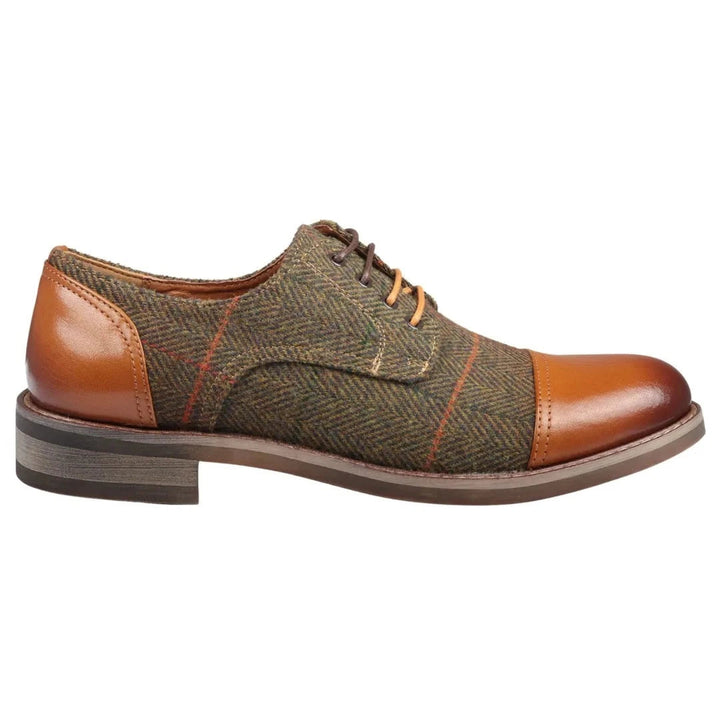 THEON - MEN'S LEATHER TWEED OXFORD SHOES