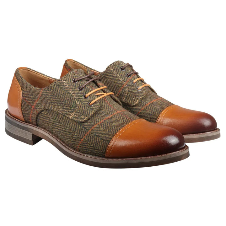 THEON - MEN'S LEATHER TWEED OXFORD SHOES