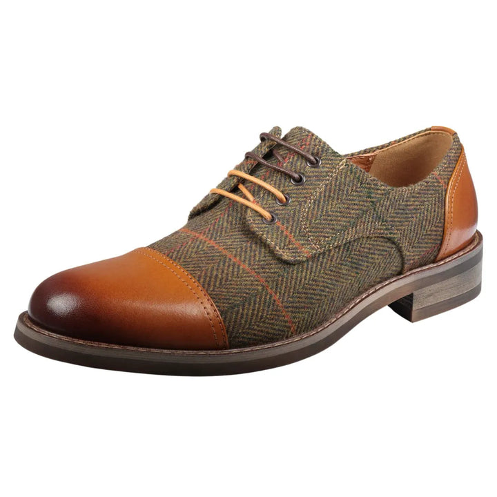 THEON - MEN'S LEATHER TWEED OXFORD SHOES