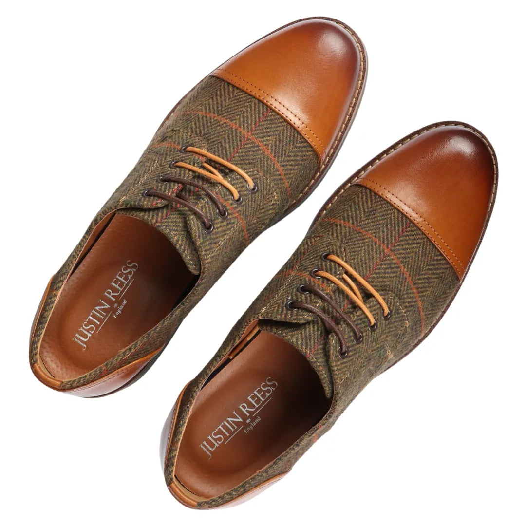 THEON - MEN'S LEATHER TWEED OXFORD SHOES