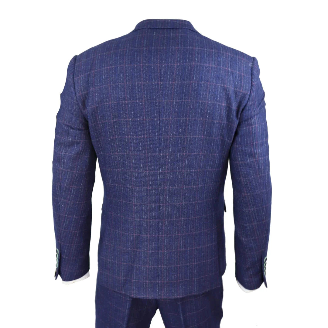 Marc Darcy - 3 Piece Indigo Blue Tweed Suit