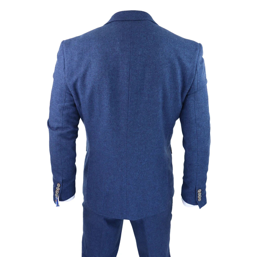 Cavani - 3 Piece Blue Tweed Wool Suit