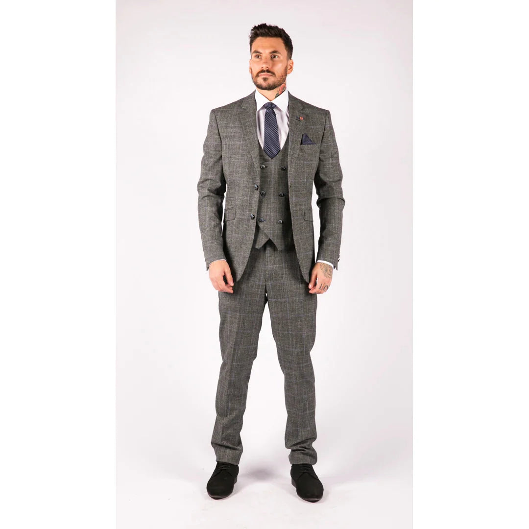 Cavani - Grey Glen Check 3 Piece Suit