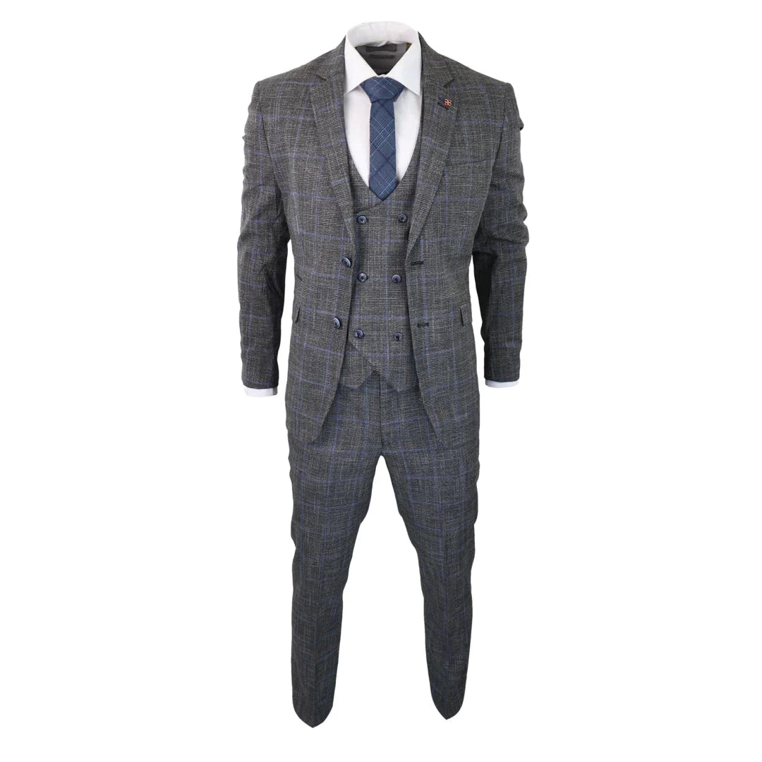 Cavani - Grey Glen Check 3 Piece Suit