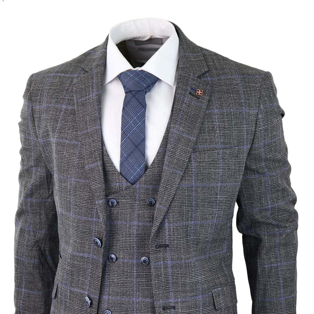 Cavani - Grey Glen Check 3 Piece Suit