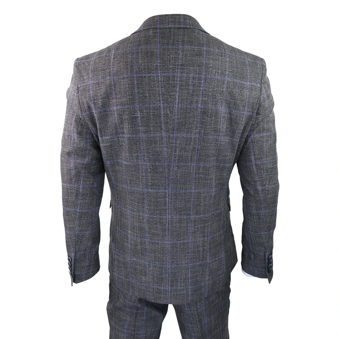 Cavani - Grey Glen Check 3 Piece Suit