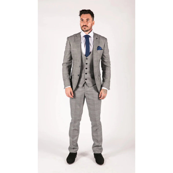 Marc Darcy Jerry - Grey 3 Piece Check Suit