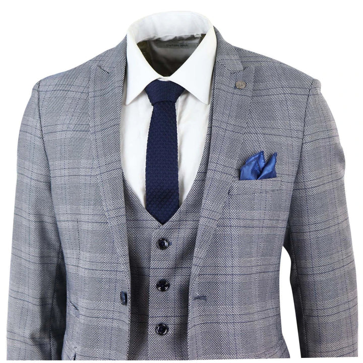 Marc Darcy Jerry - Grey 3 Piece Check Suit