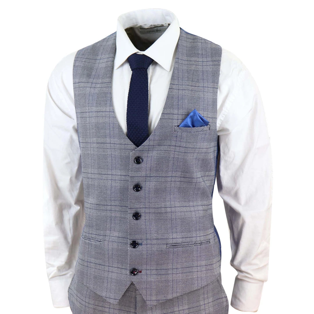 Marc Darcy Jerry - Grey 3 Piece Check Suit