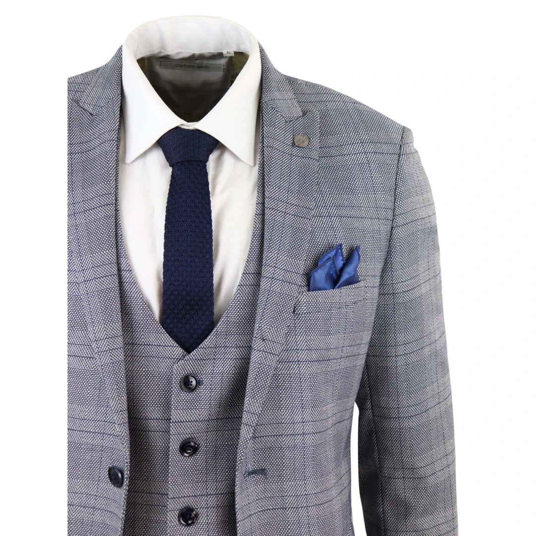 Marc Darcy Jerry - Grey 3 Piece Check Suit