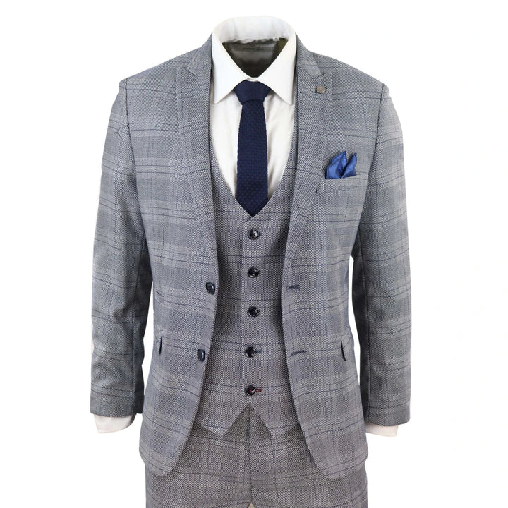 Marc Darcy Jerry - Grey 3 Piece Check Suit