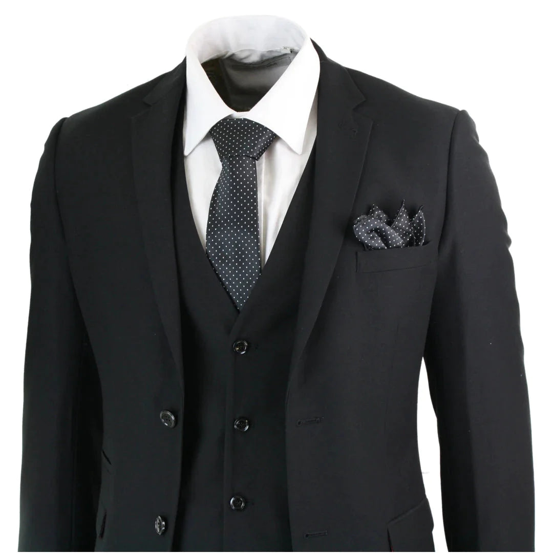 Parker- Men’s Piece Black Complete Classic Suit