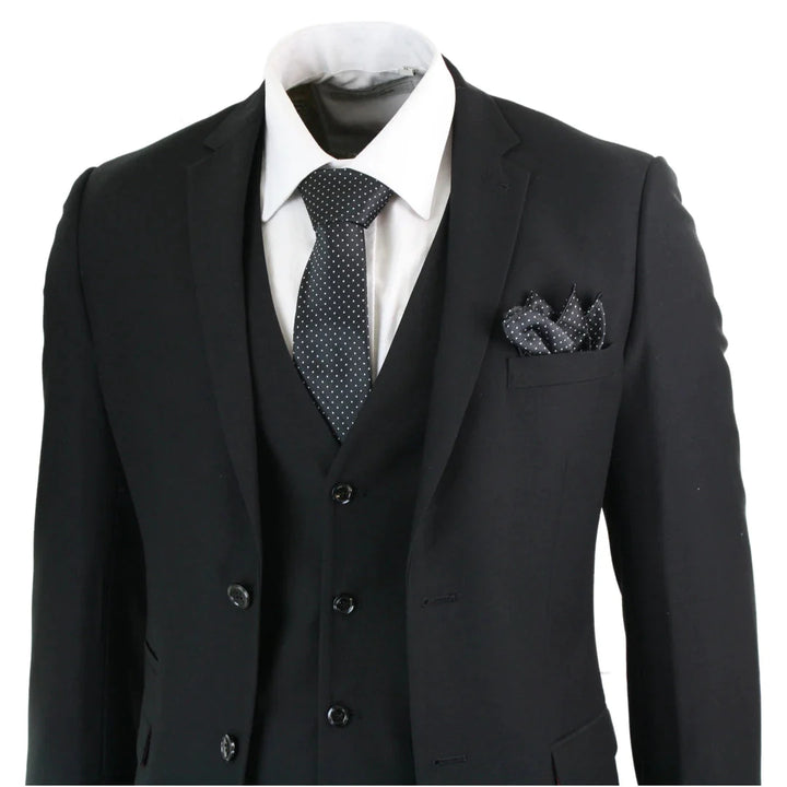 Parker- Men’s Piece Black Complete Classic Suit